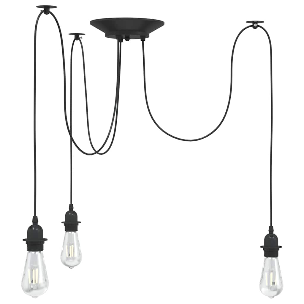 VidaXL Lampe suspendue avec 3 porte-lampes E27 noir métal