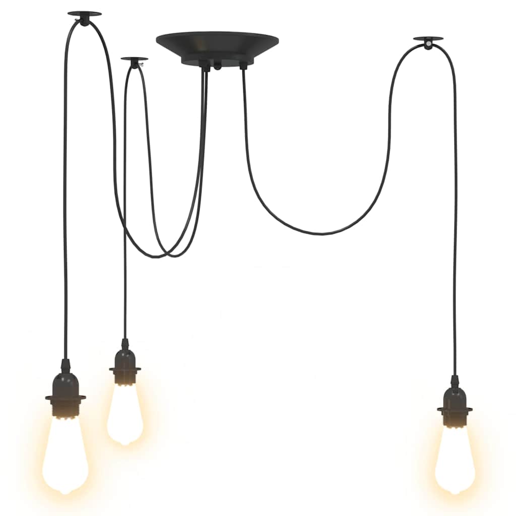 VidaXL Lampe suspendue avec 3 porte-lampes E27 noir métal - Image 6