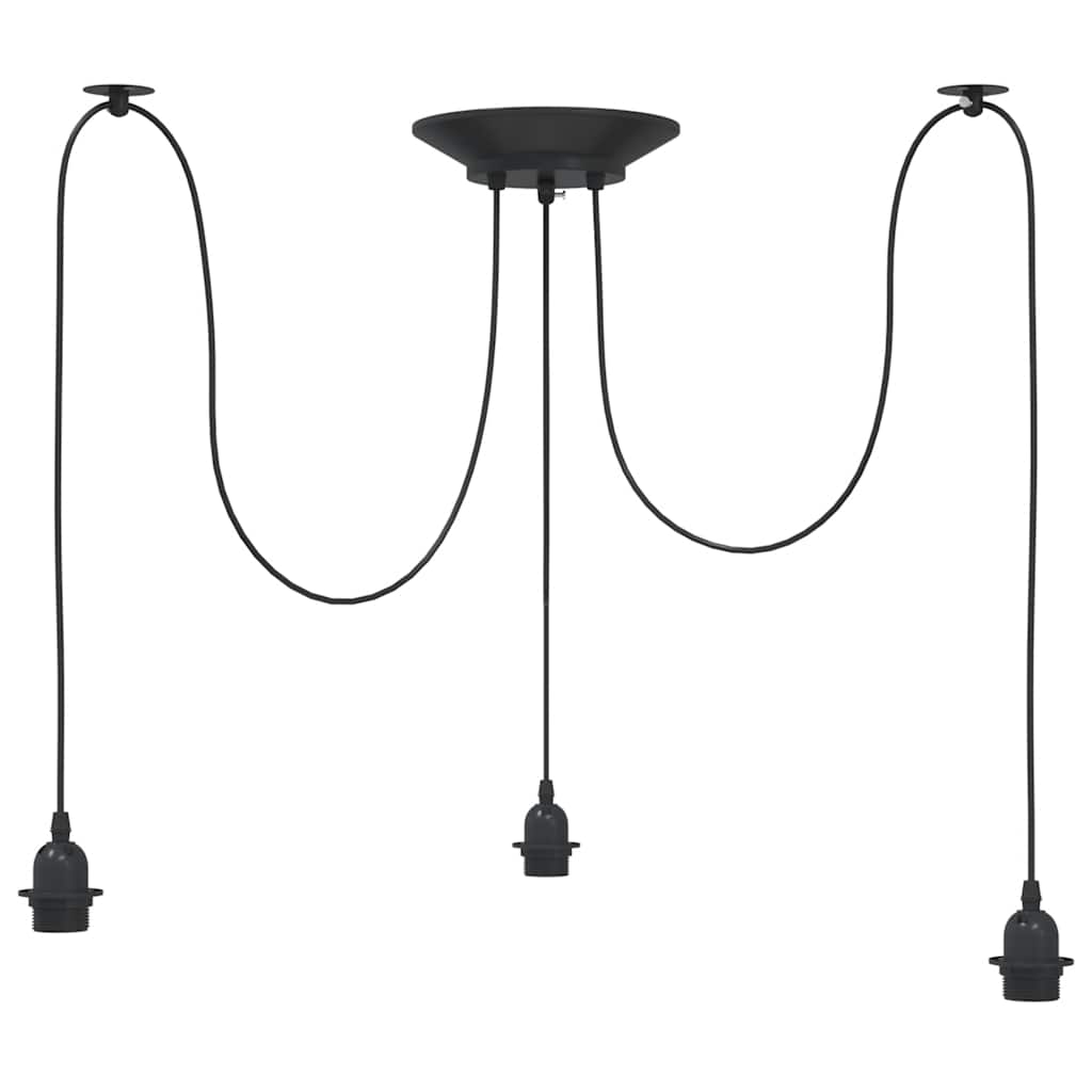 VidaXL Lampe suspendue avec 3 porte-lampes E27 noir métal - Image 5