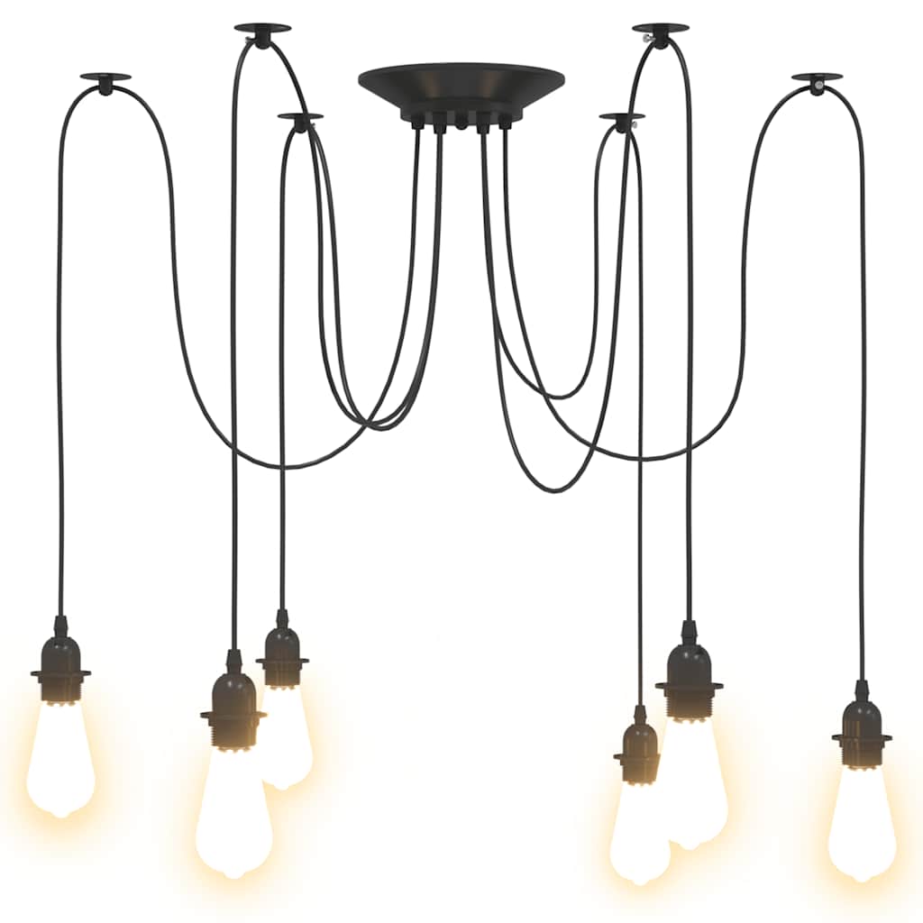 VidaXL Lampe suspendue avec 6 porte-lampes E27 noir métal - Image 6