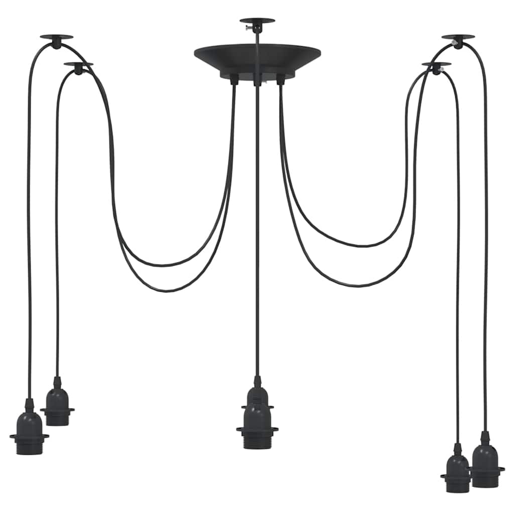 VidaXL Lampe suspendue avec 6 porte-lampes E27 noir métal - Image 5
