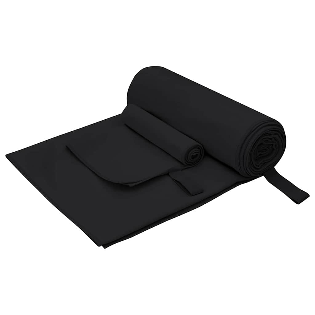 vidaXL Set de serviettes de sport 2 pcs Noir tissu