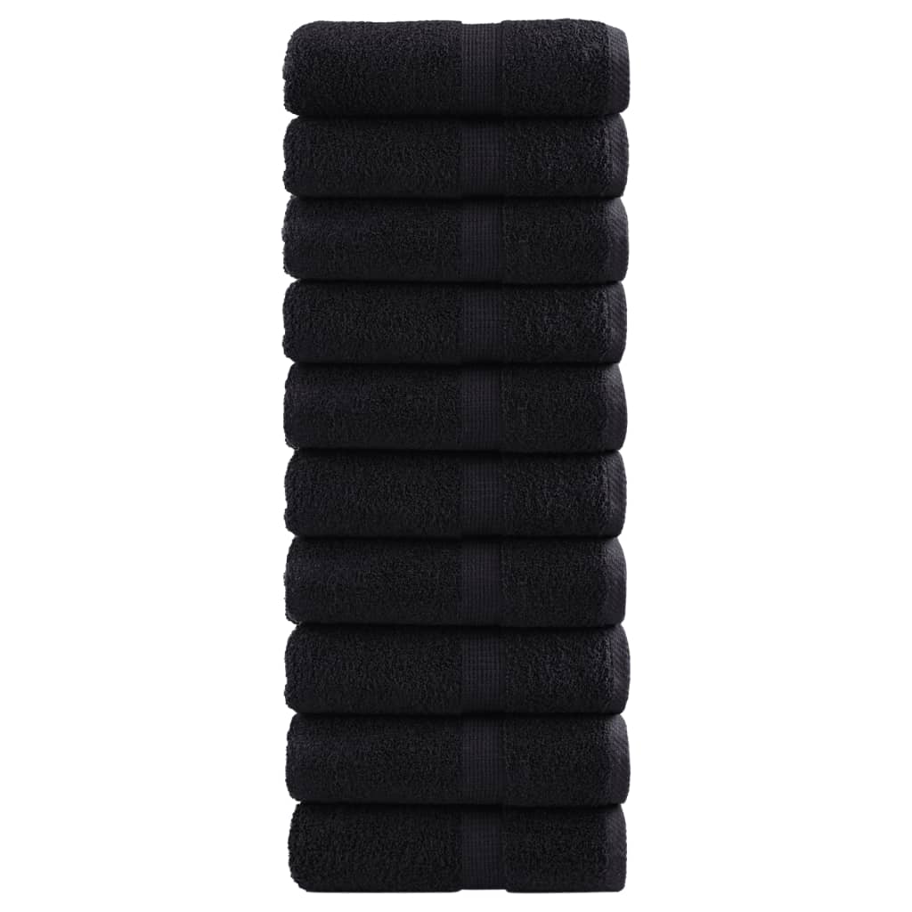 vidaXL Serviettes d'invité de qualité supérieure SOLUND 10 pcs noir
