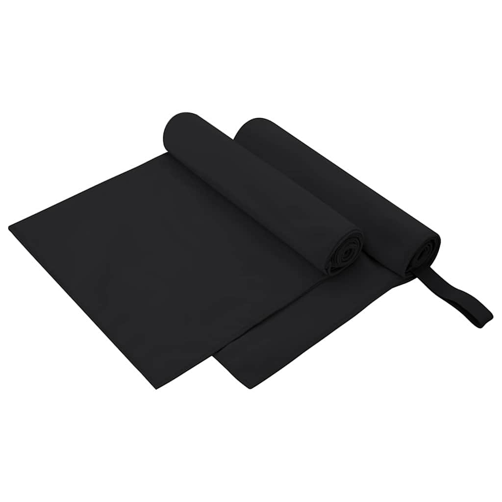 vidaXL Serviettes de sport 2 pcs Noir 100 x 50 cm