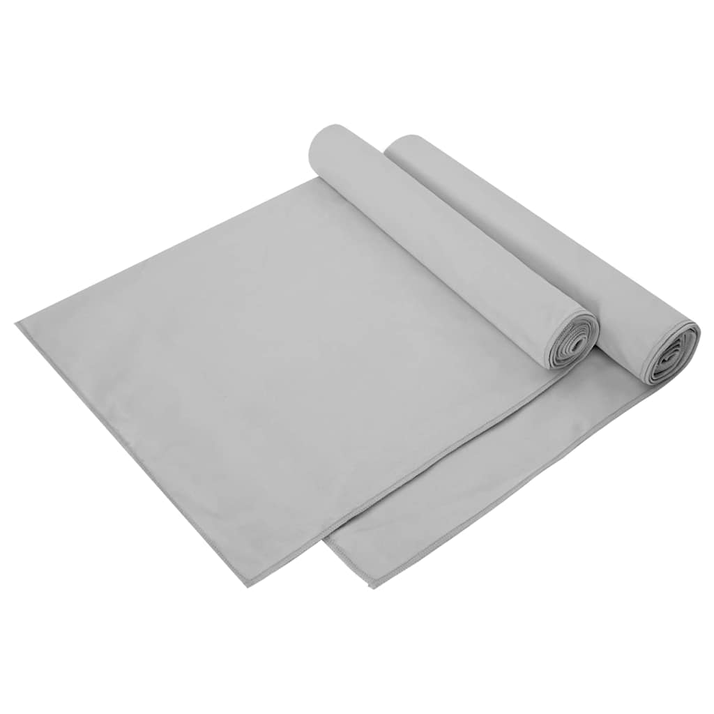 vidaXL Serviettes de sport 2 pcs Gris 140 x 70 cm