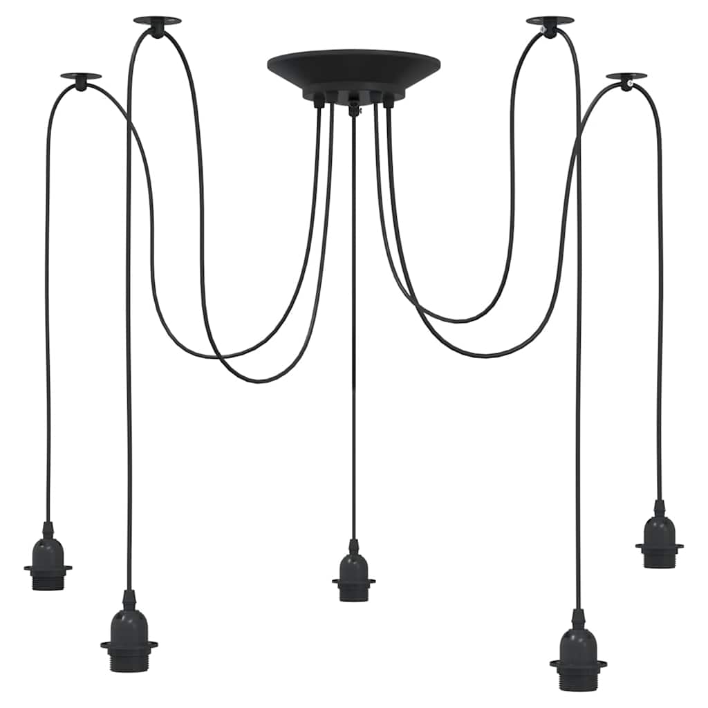 VidaXL Lampe suspendue avec 5 porte-lampes E27 noir métal - Image 5