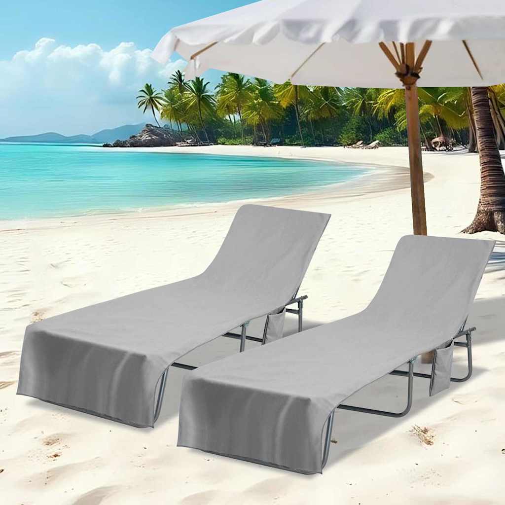 vidaXL Serviettes de Transat 2 pcs Gris foncé 210 x 75 cm