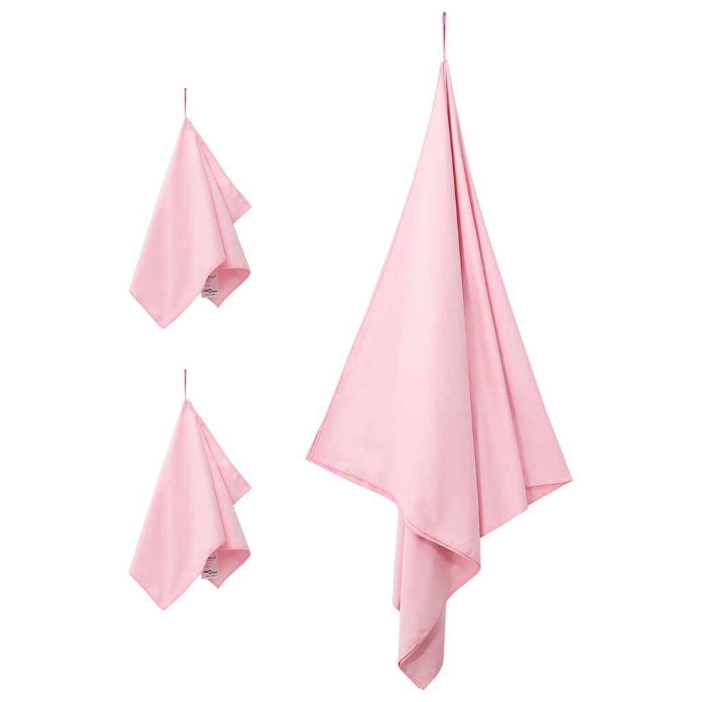 vidaXL Set de serviettes de sport 3 pcs Rose Polyester et Polyamide - Image 3