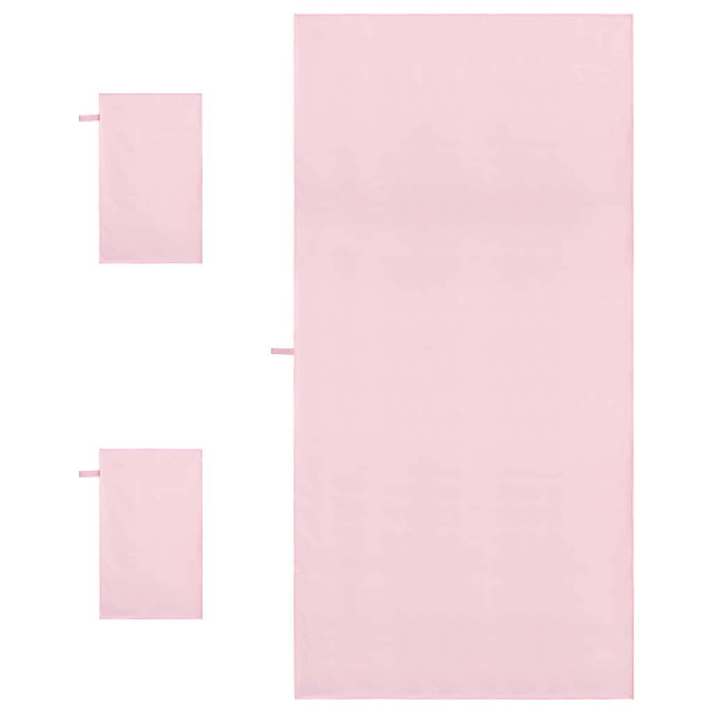 vidaXL Set de serviettes de sport 3 pcs Rose Polyester et Polyamide - Image 4