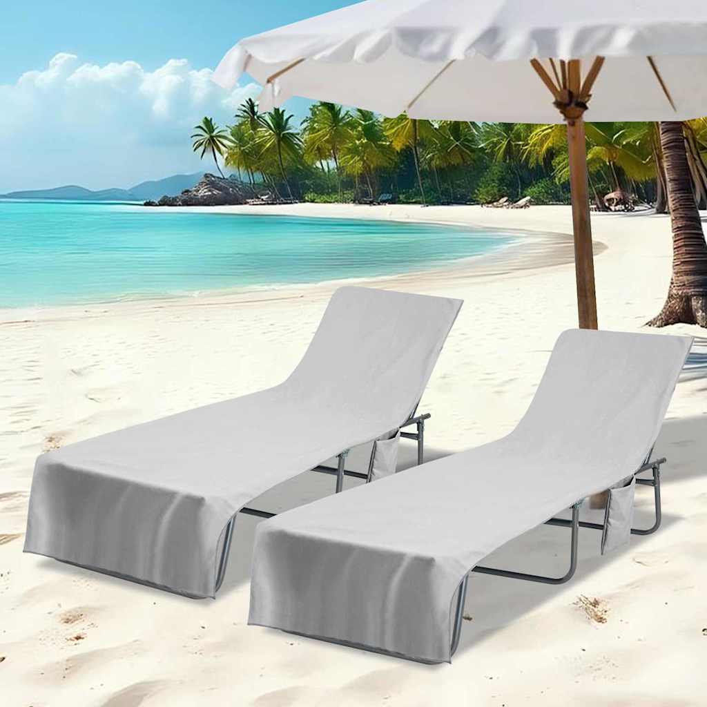 vidaXL Serviettes de Transat 2 pcs Gris 210 x 75 cm