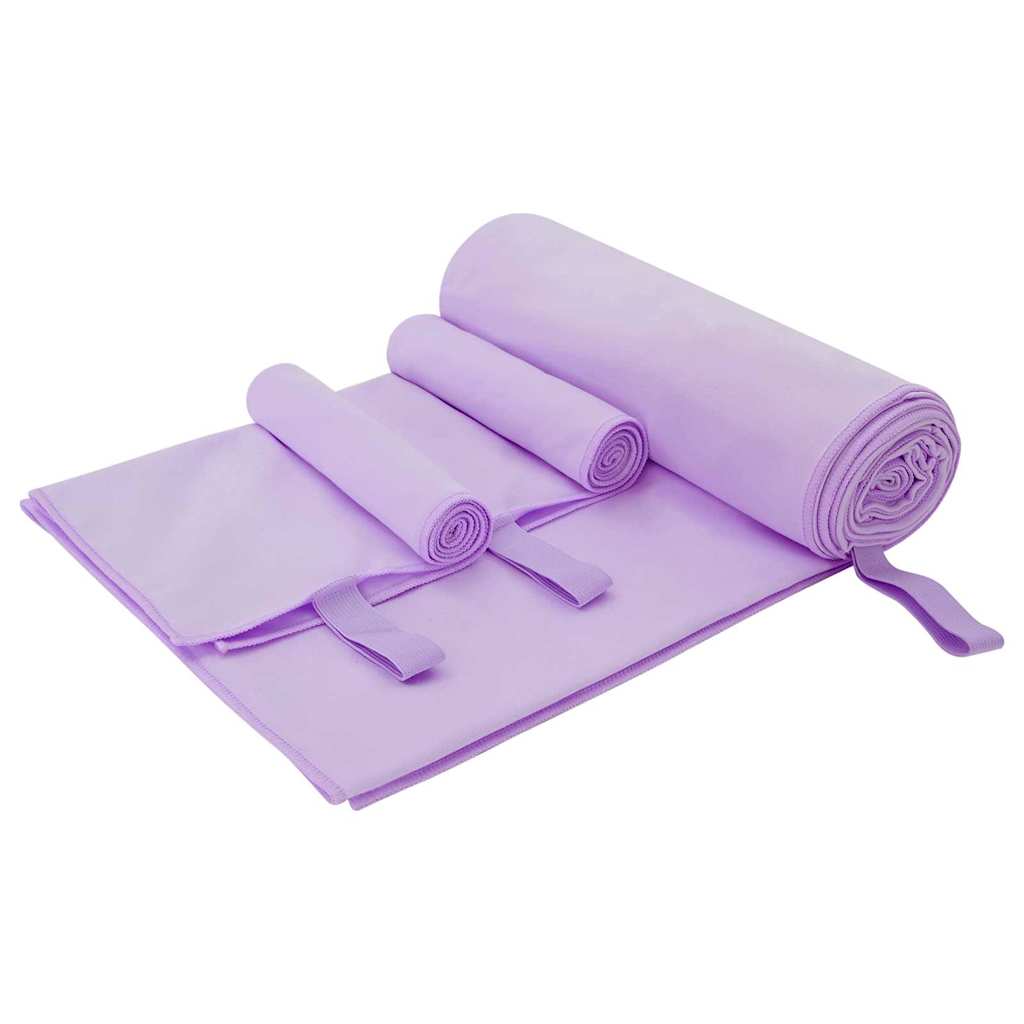 vidaXL Set de serviettes de sport 3 pcs Violet Polyester et Polyamide