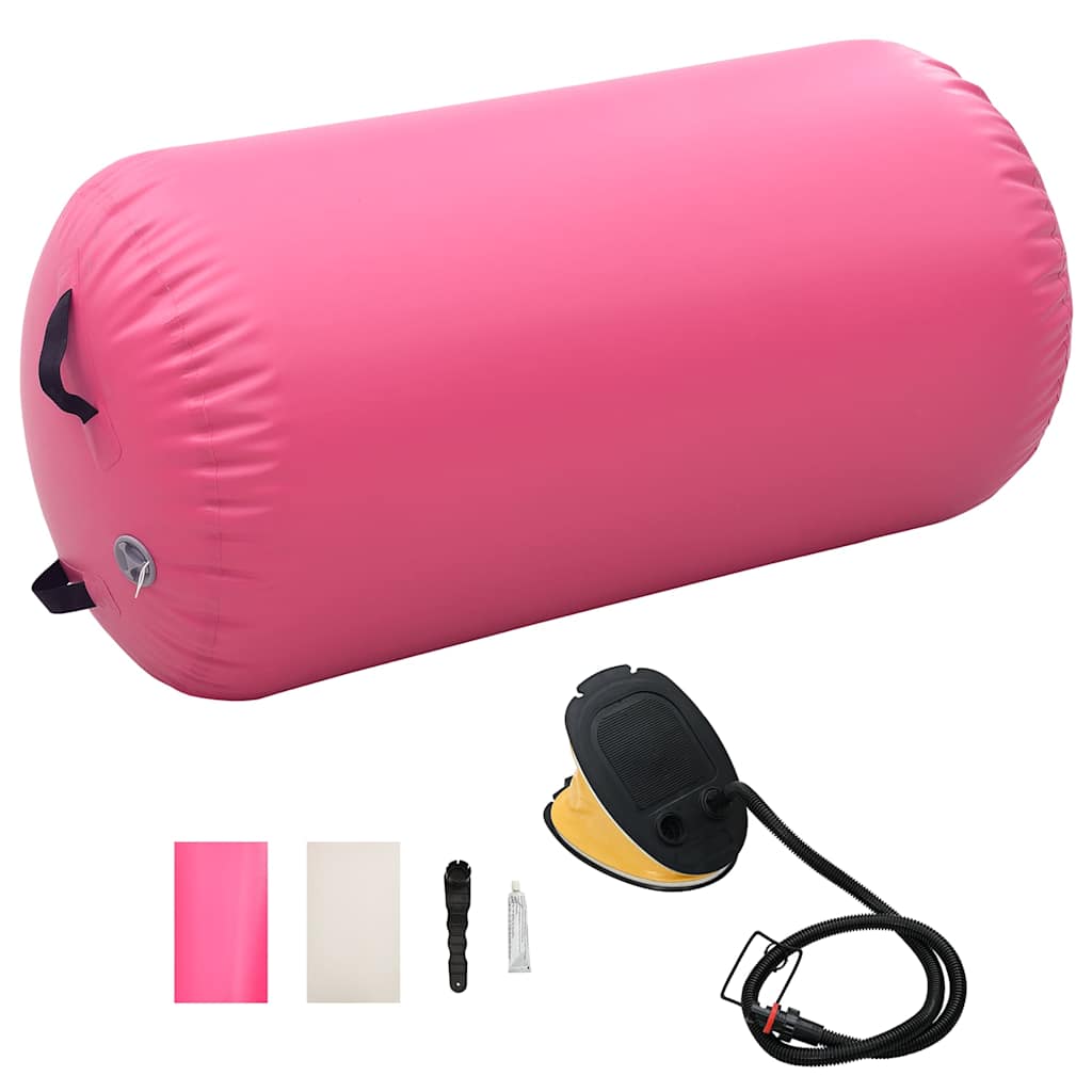 vidaXL Rouleau gonflable de gymnastique avec pompe 120x75 cm PVC Rose