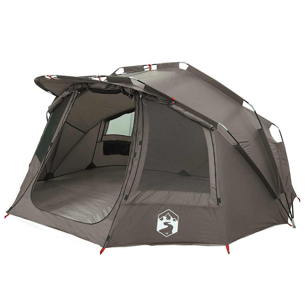 vidaXL Tente de pêche 5 personnes gris imperméable - Image 3