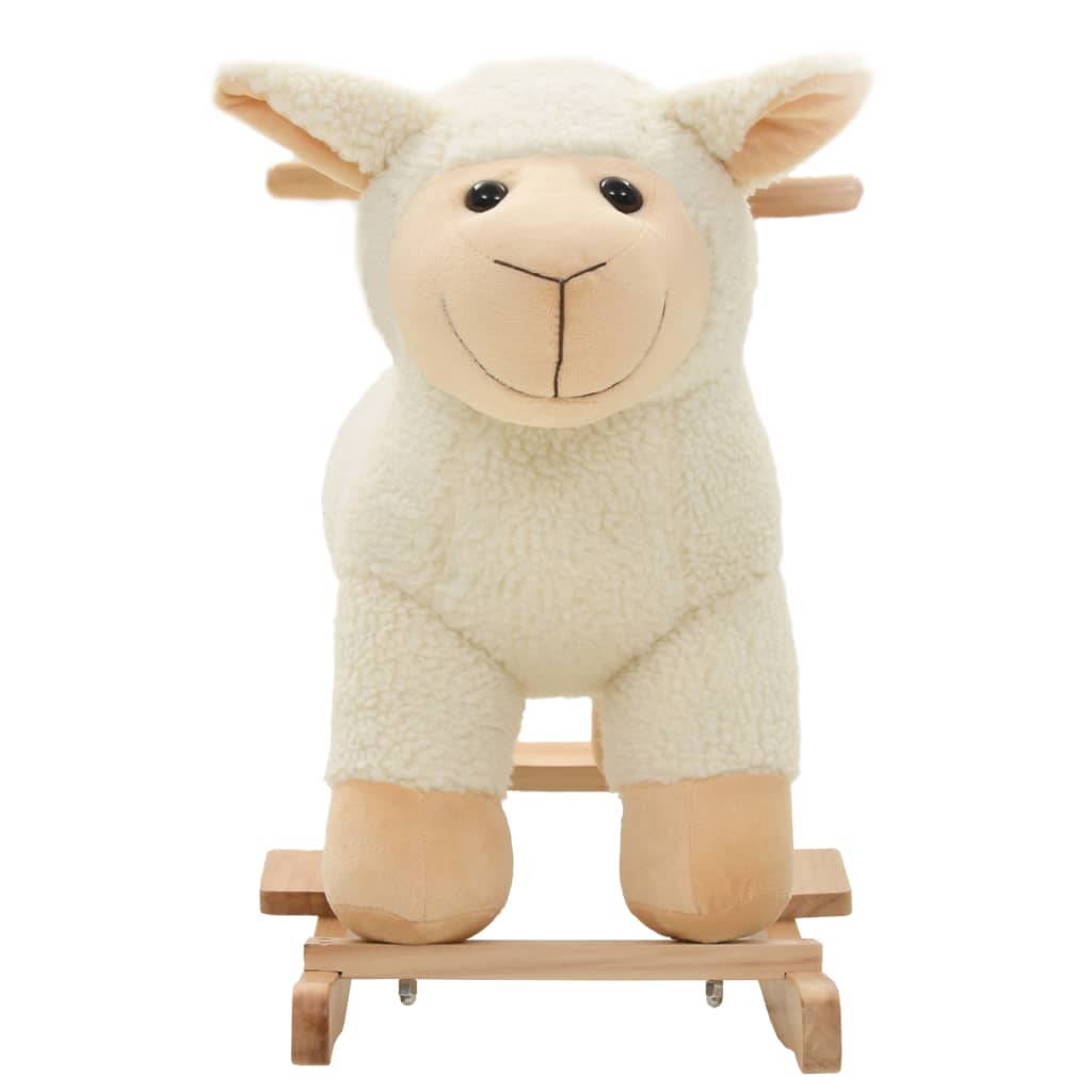 vidaXL Mouton à bascule Peluche 78x34x58 cm Blanc - Image 3