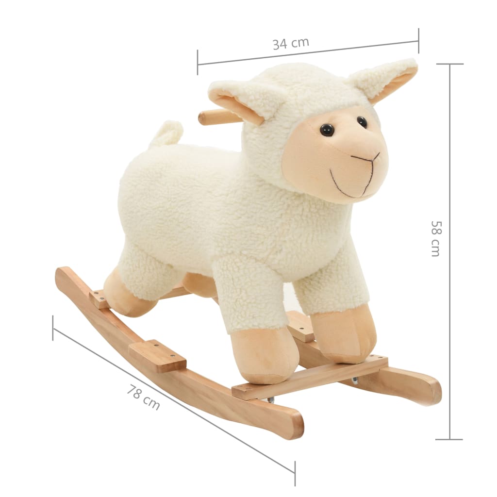 vidaXL Mouton à bascule Peluche 78x34x58 cm Blanc - Image 5