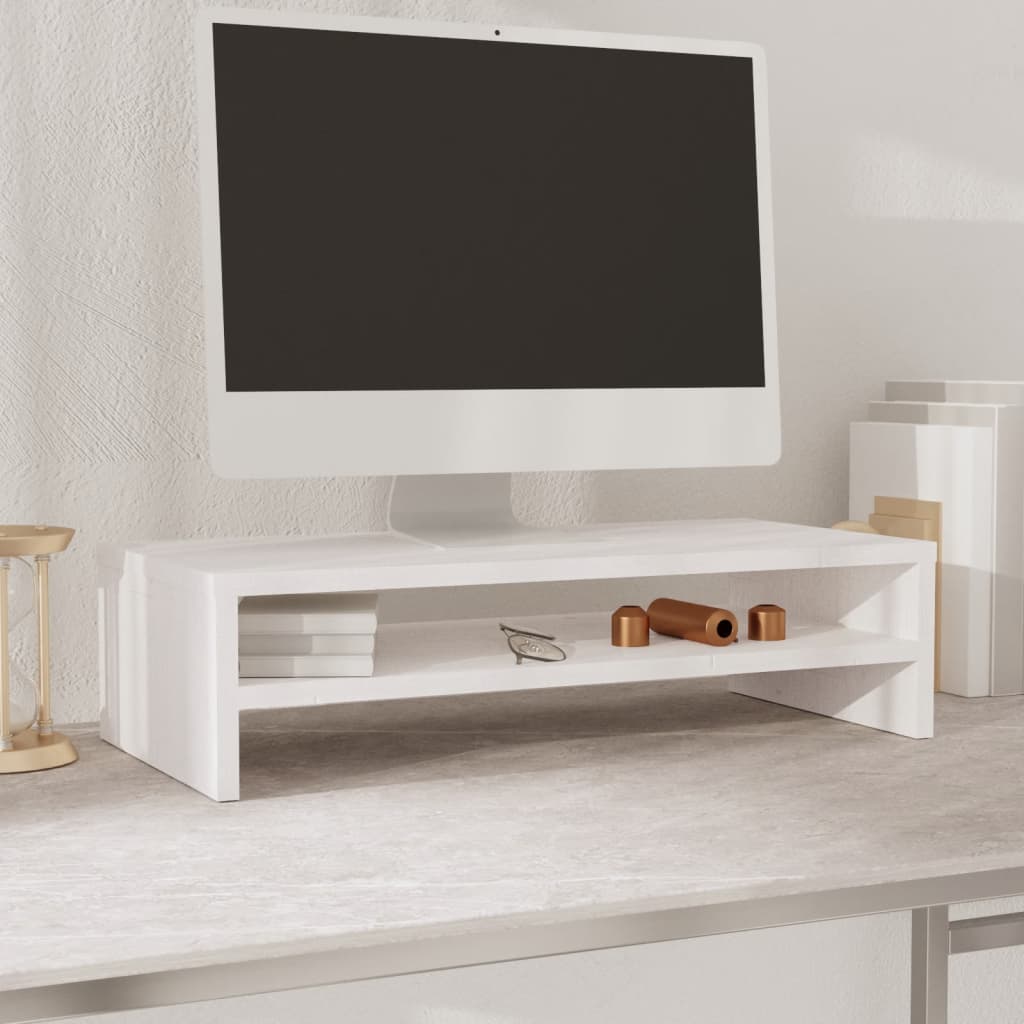 vidaXL Soporte de monitor madera maciza de pino blanco 50x24x13 cm