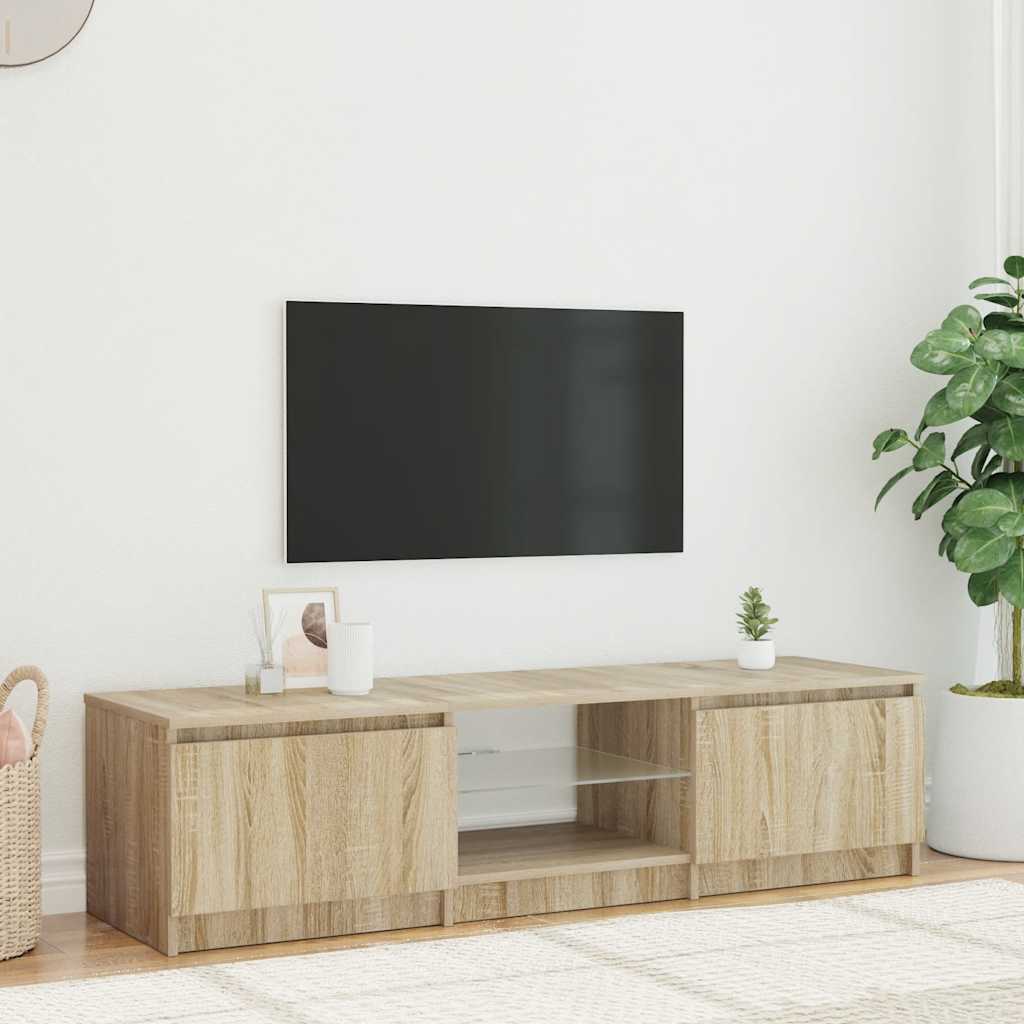 vidaXL Mueble de TV con luces LED roble ahumado 140x40x36 cm