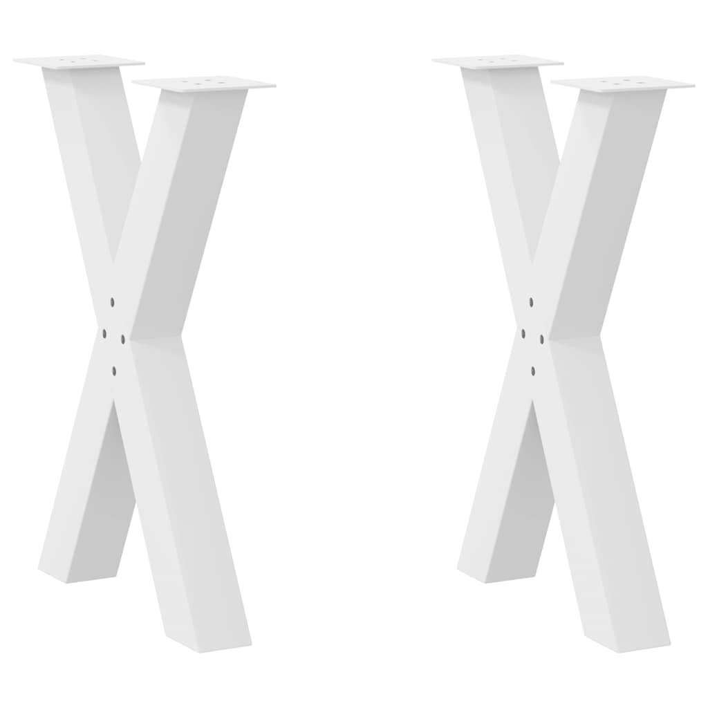 vidaXL Patas para mesa de comedor en forma de X (2 unidades), color blanco, 60 x (72-73) cm, acero