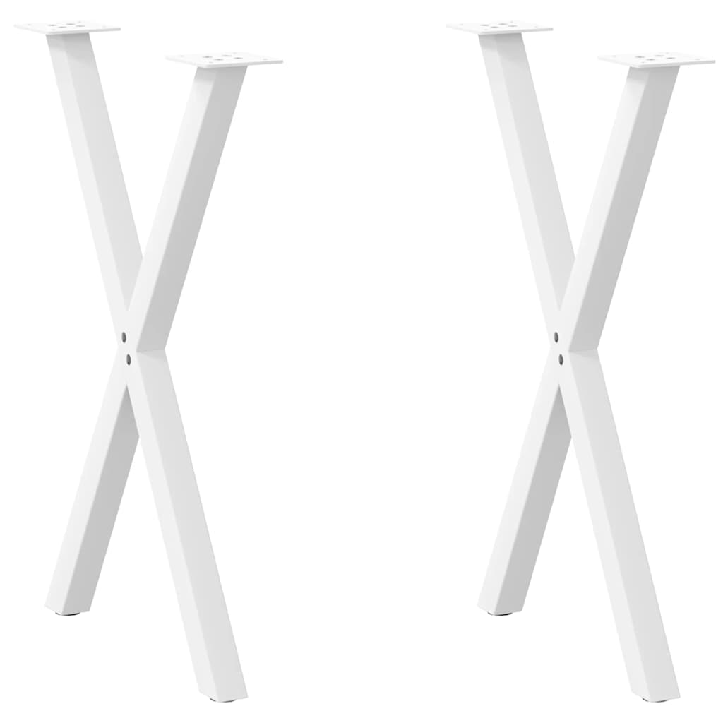 vidaXL Patas para mesa de comedor en forma de X (2 unidades), color blanco, 50 x (72-73) cm, acero
