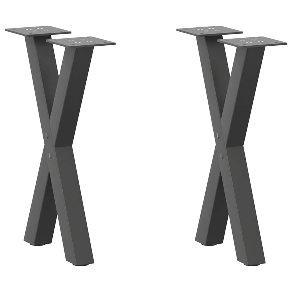vidaXL Patas para mesa de centro en forma de X (2 unidades), antracita, 28 x (42-43) cm, acero