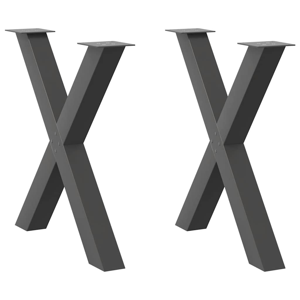 vidaXL Patas para mesa de comedor en forma de X (2 unidades), antracita, 80 x (72-73) cm, acero