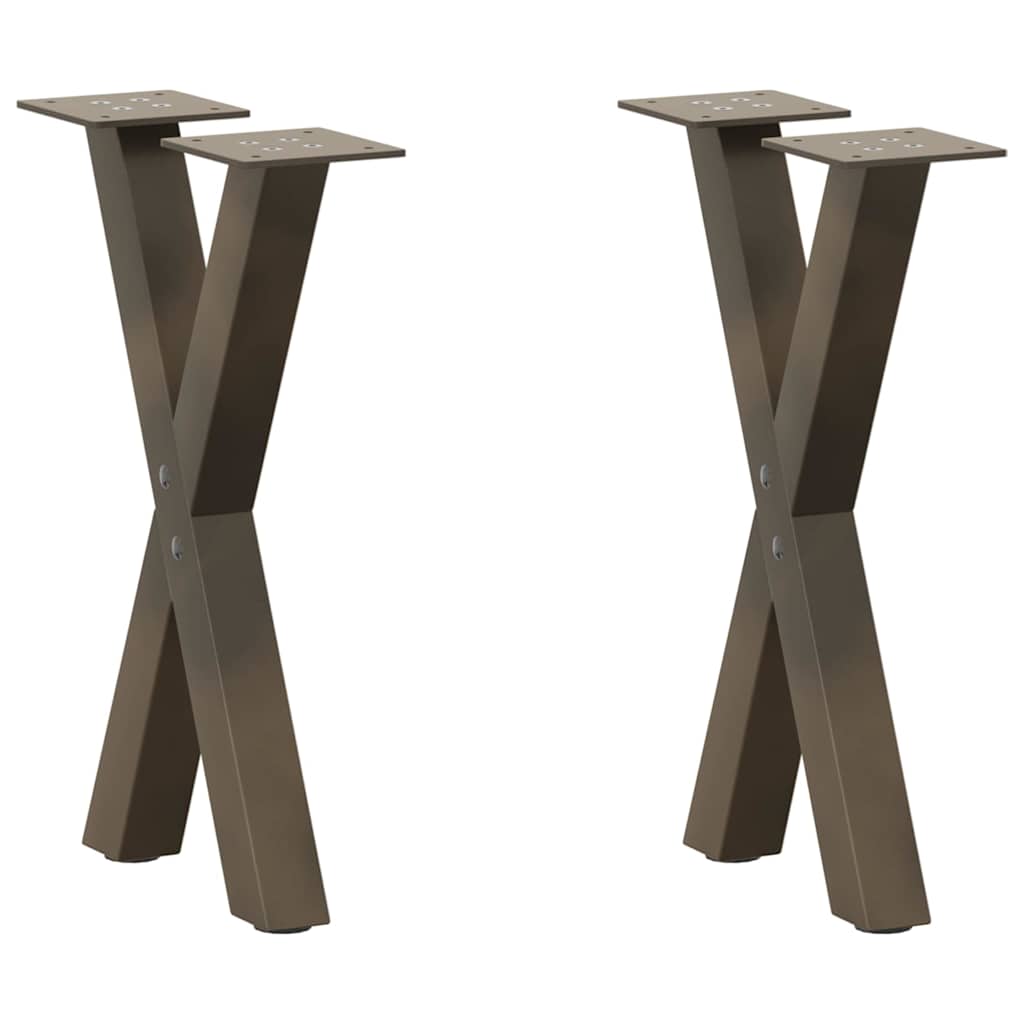 vidaXL Patas para mesa de centro en forma de X (2 unidades, acero natural, 28 x 42-43 cm)