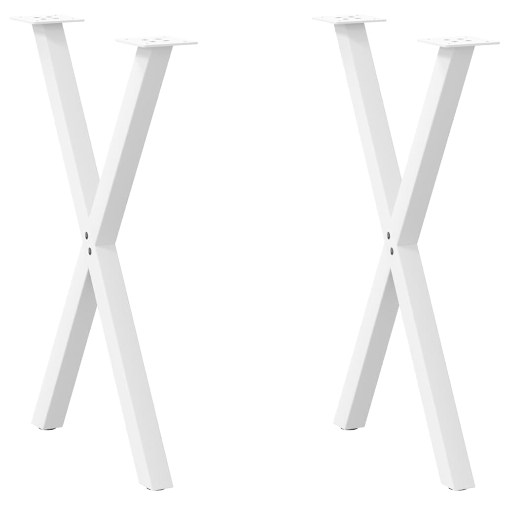 vidaXL Patas para mesa de comedor en forma de X (2 unidades), color blanco, 57 x (72-73) cm, acero