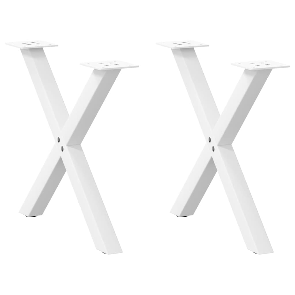 vidaXL Patas para mesa de centro en forma de X (2 unidades), color blanco, 50 x (42-43) cm, acero