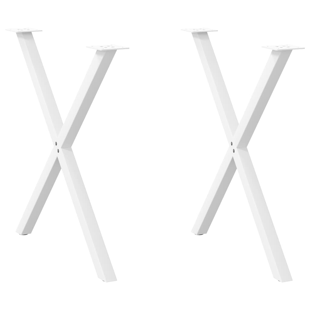 vidaXL Patas para mesa de comedor en forma de X (2 unidades), color blanco, 80 x (72-73) cm, acero
