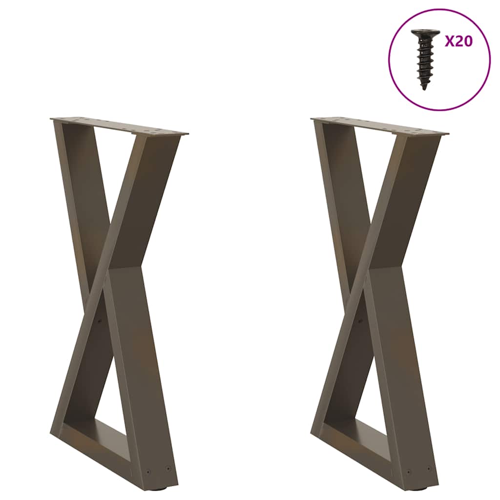 vidaXL Patas para mesa de comedor (2 unidades, acero natural, 50 x 72-73,3 cm)