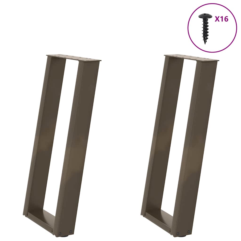 vidaXL Patas para consola en forma de U (2 unidades, acero natural, 38 x 72-73 cm)