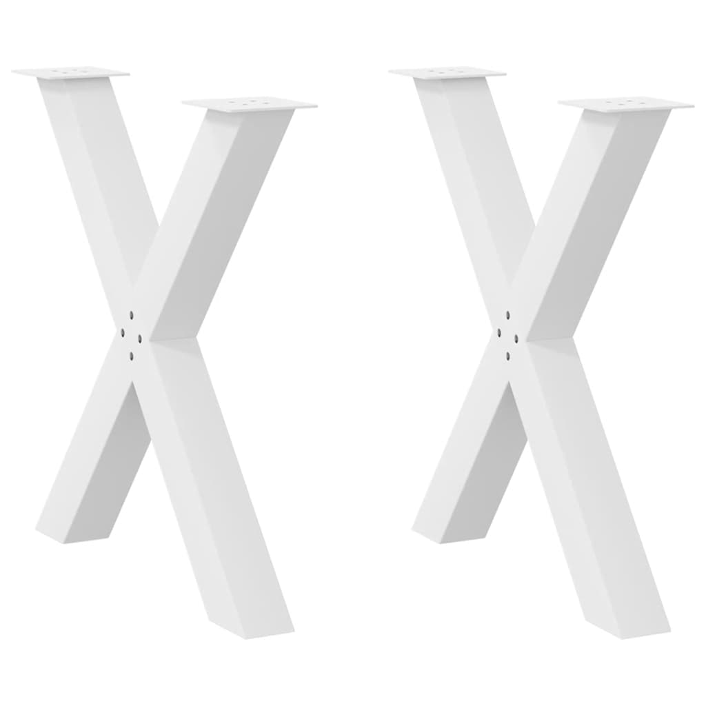 vidaXL Patas para mesa de comedor en forma de X (2 unidades), color blanco, 80 x (72-73) cm, acero