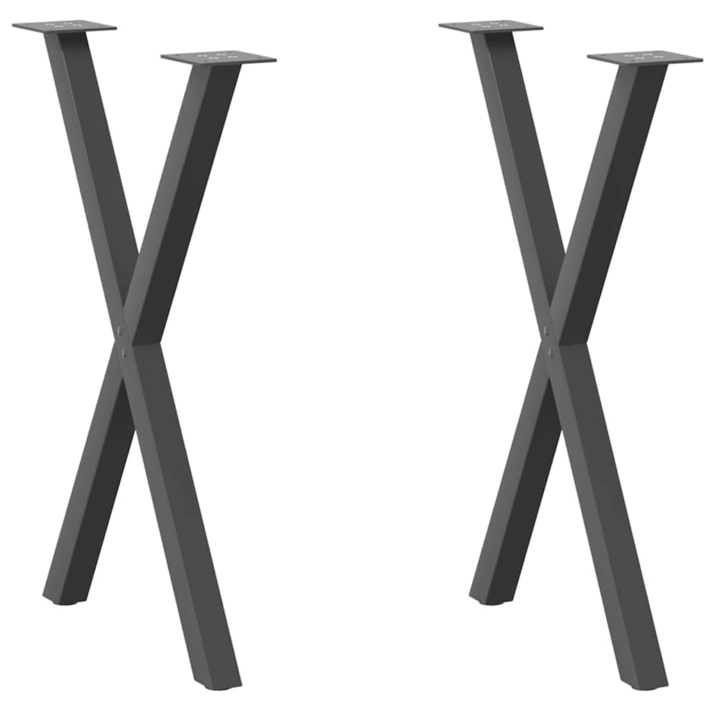 vidaXL Patas para mesa de comedor en forma de X (2 unidades), antracita, 50 x (72-73) cm, acero
