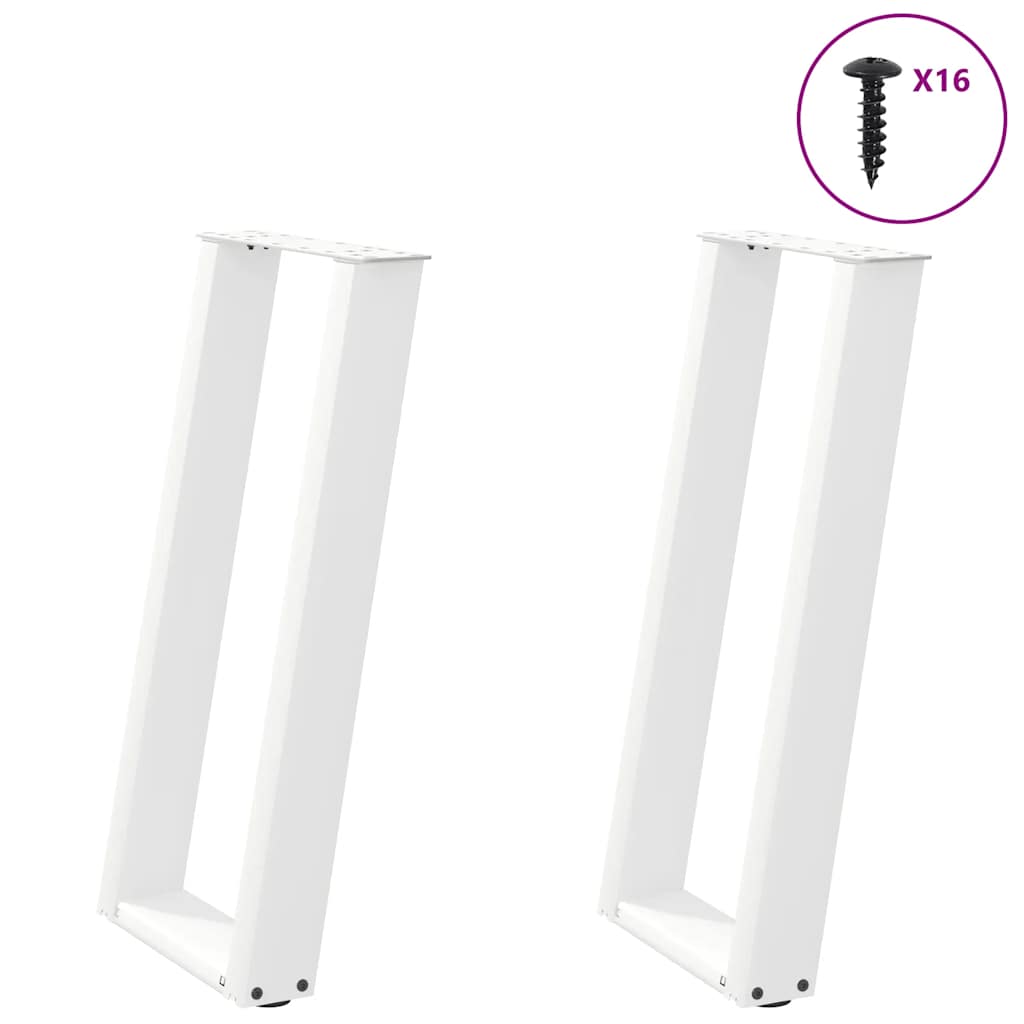 vidaXL Patas para consola en forma de U (2 unidades), color blanco, 38 x (72-73) cm, acero