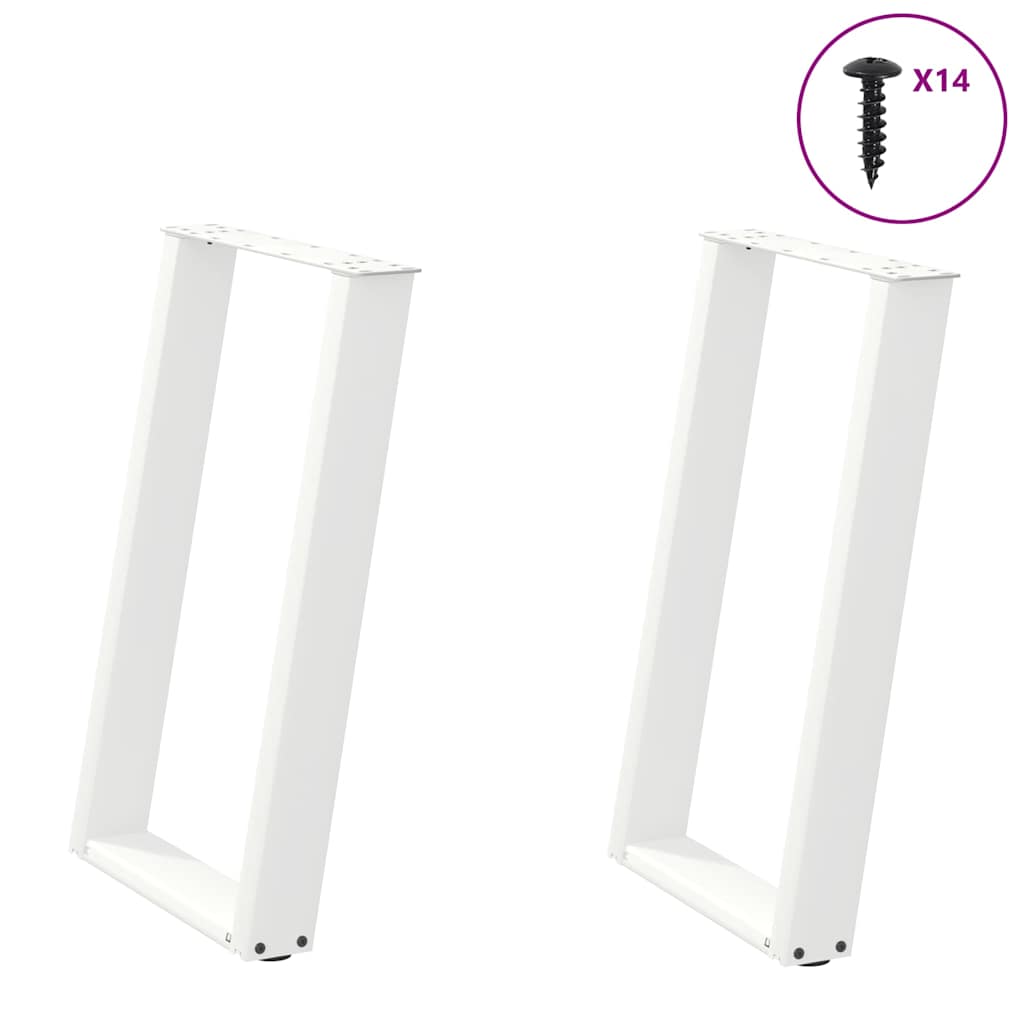 vidaXL Patas para mesa de comedor en forma de U (2 unidades), color blanco, 50 x (72-73) cm, acero