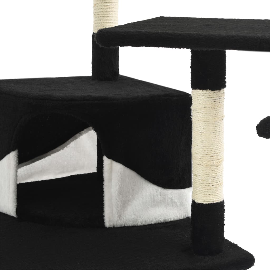 vidaXL Rascador para gatos con poste de sisal negro y blanco 203 cm - Image 6