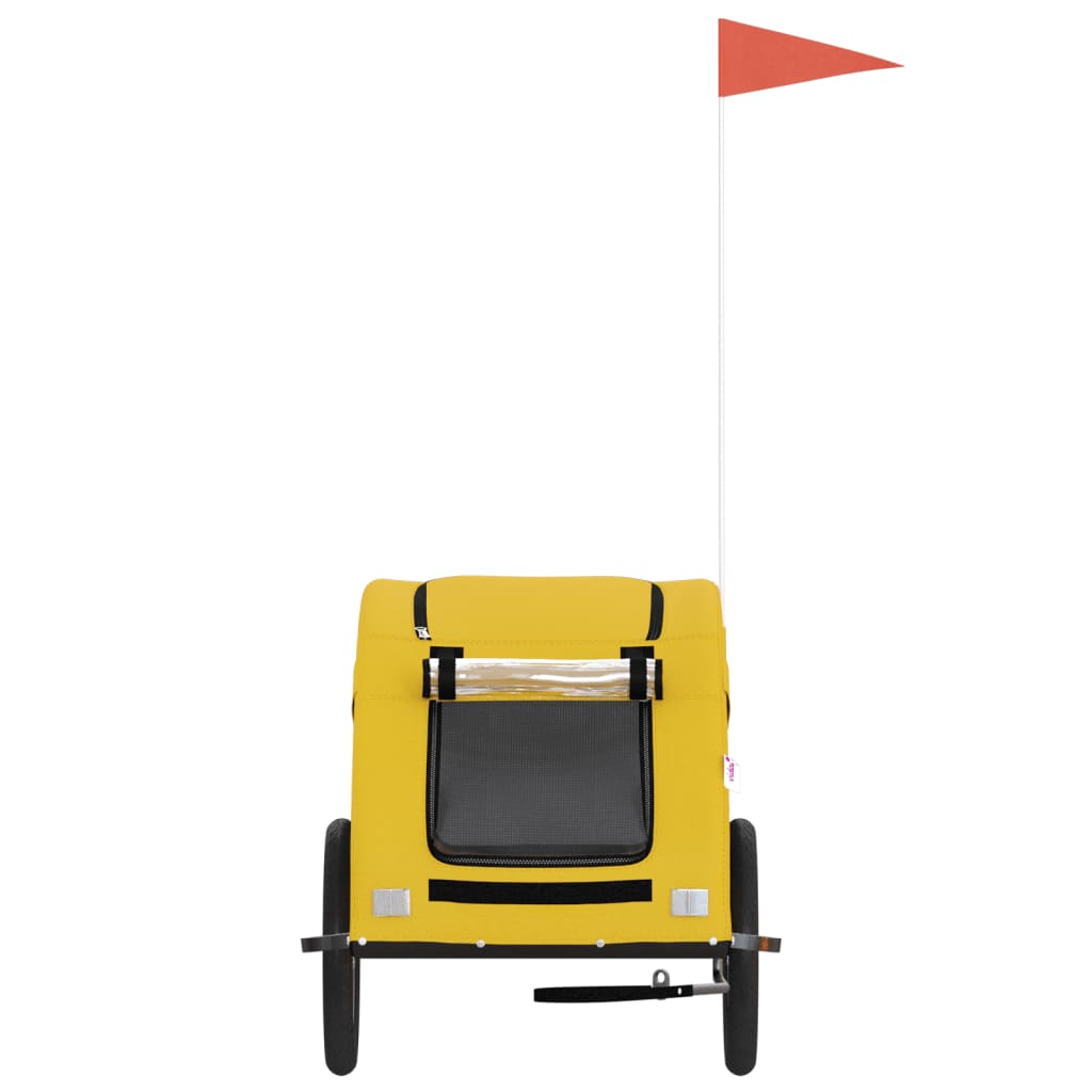 vidaXL Remolque de bicicleta mascotas hierro tela Oxford amarillo - Image 4