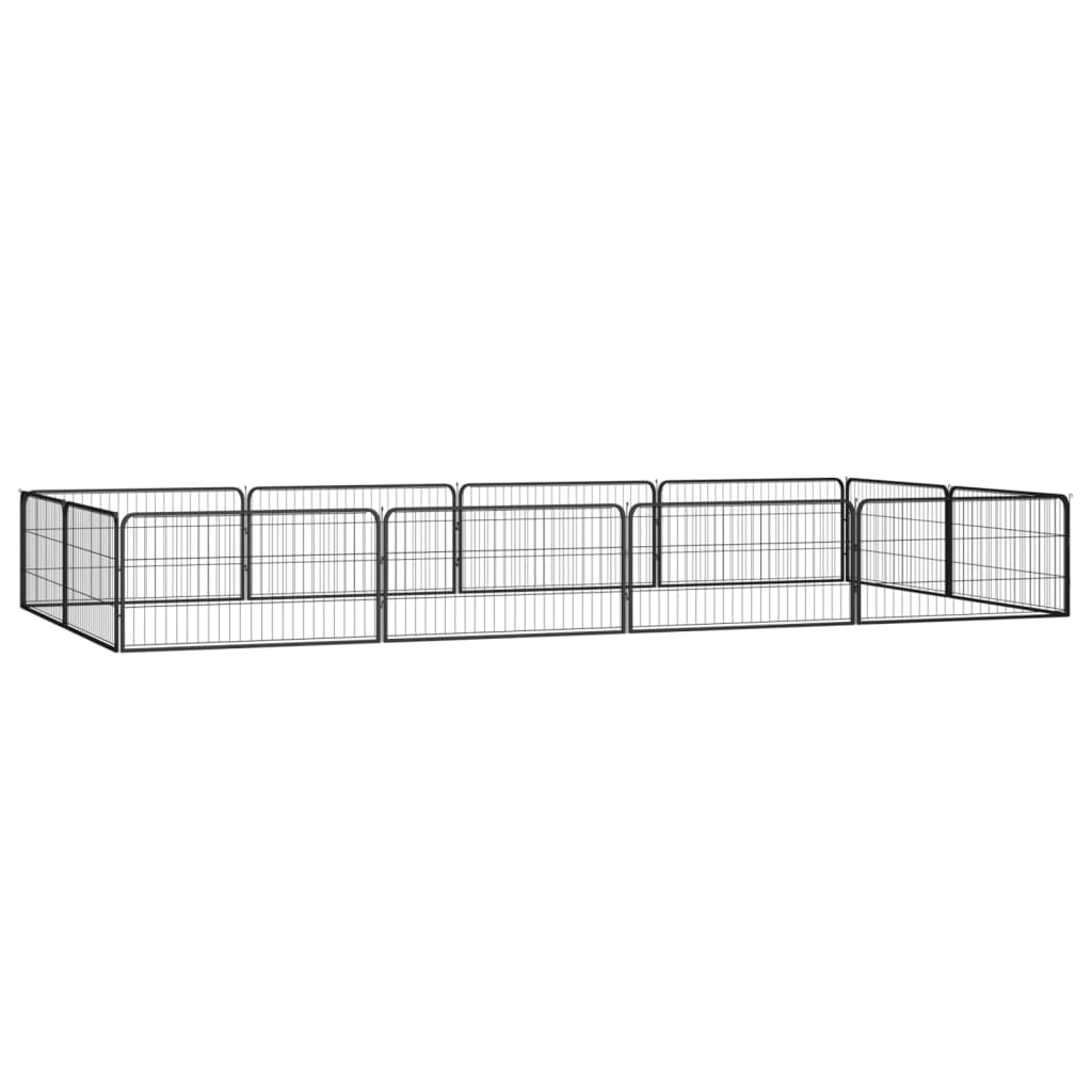 vidaXL Jaula perros 12 paneles acero recubierto polvo negro 100x50 cm