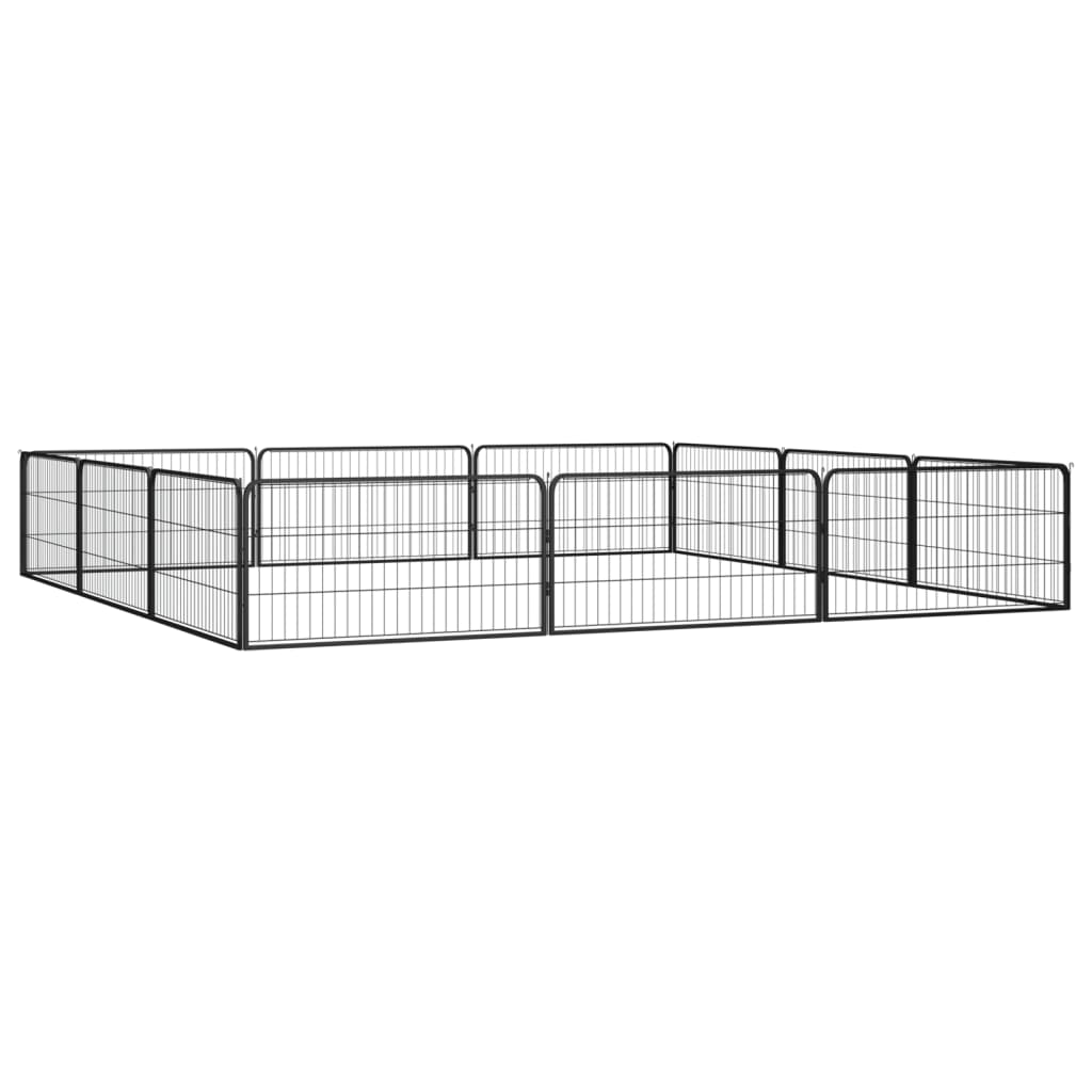 vidaXL Jaula perros 12 paneles acero recubierto polvo negro 100x50 cm - Image 3