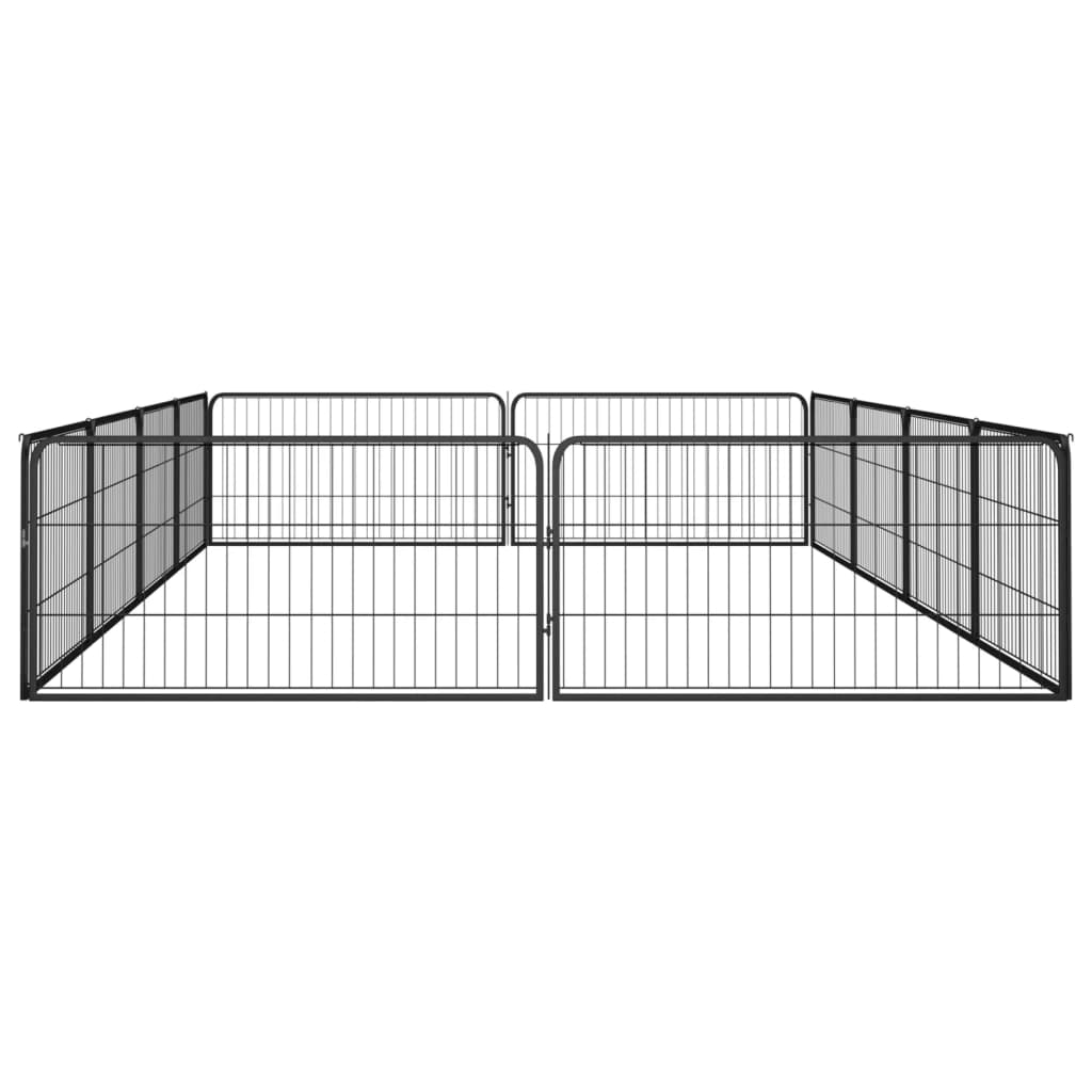vidaXL Jaula perros 12 paneles acero recubierto polvo negro 100x50 cm - Image 4