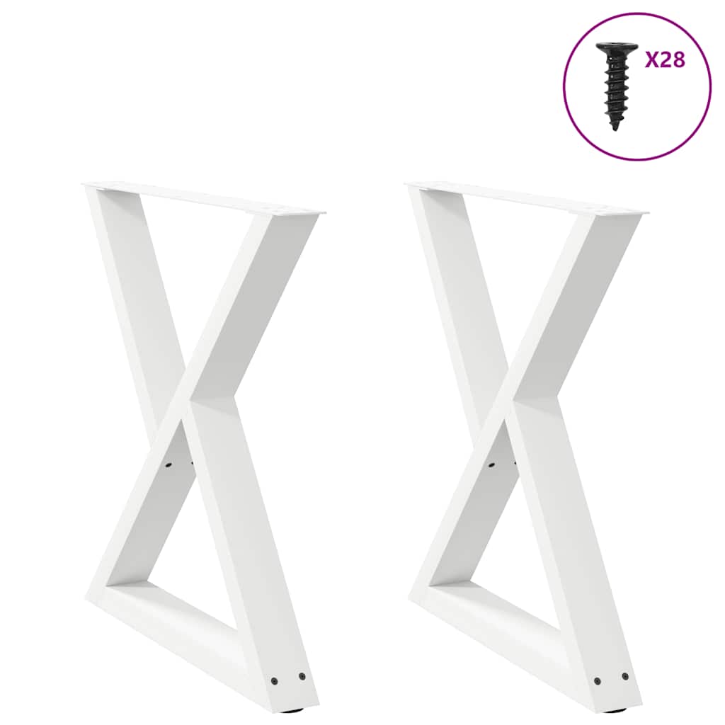 vidaXL Patas para mesa de comedor (2 unidades), color blanco, 80 x 72-73,3 cm, acero
