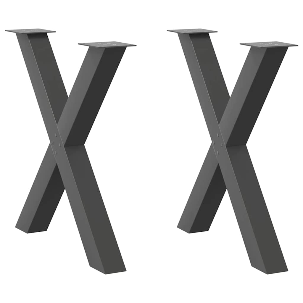 vidaXL Patas para mesa de comedor en forma de X (2 unidades), antracita, 70 x (72-73) cm, acero