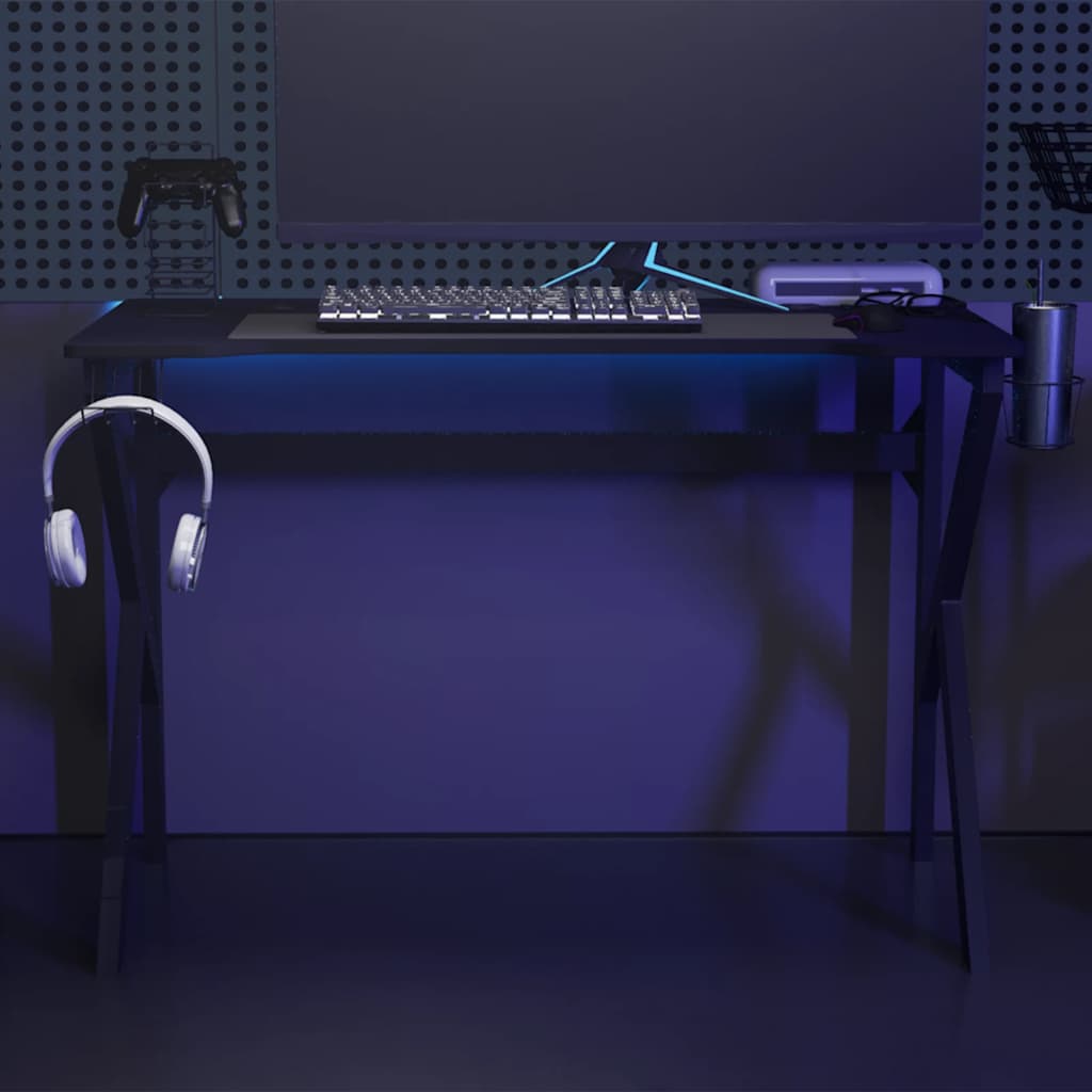 vidaXL Escritorio gaming con patas en forma de K negro 110x60x75 cm