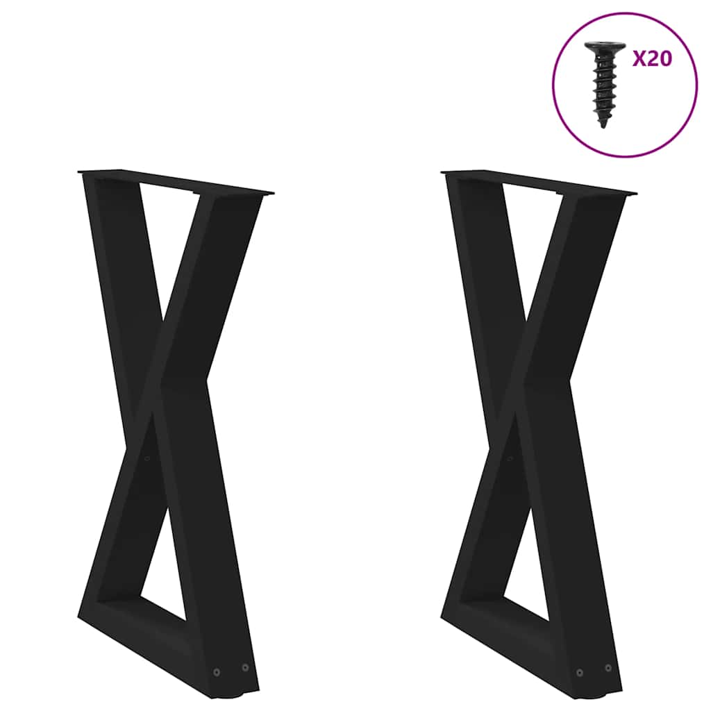 vidaXL Patas para mesa de comedor (2 unidades), color negro, 50 x 72-73,3 cm, acero