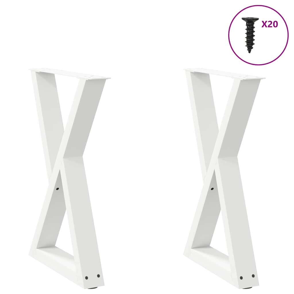 vidaXL Patas para mesa de comedor (2 unidades), color blanco, 60 x 72-73,3 cm, acero