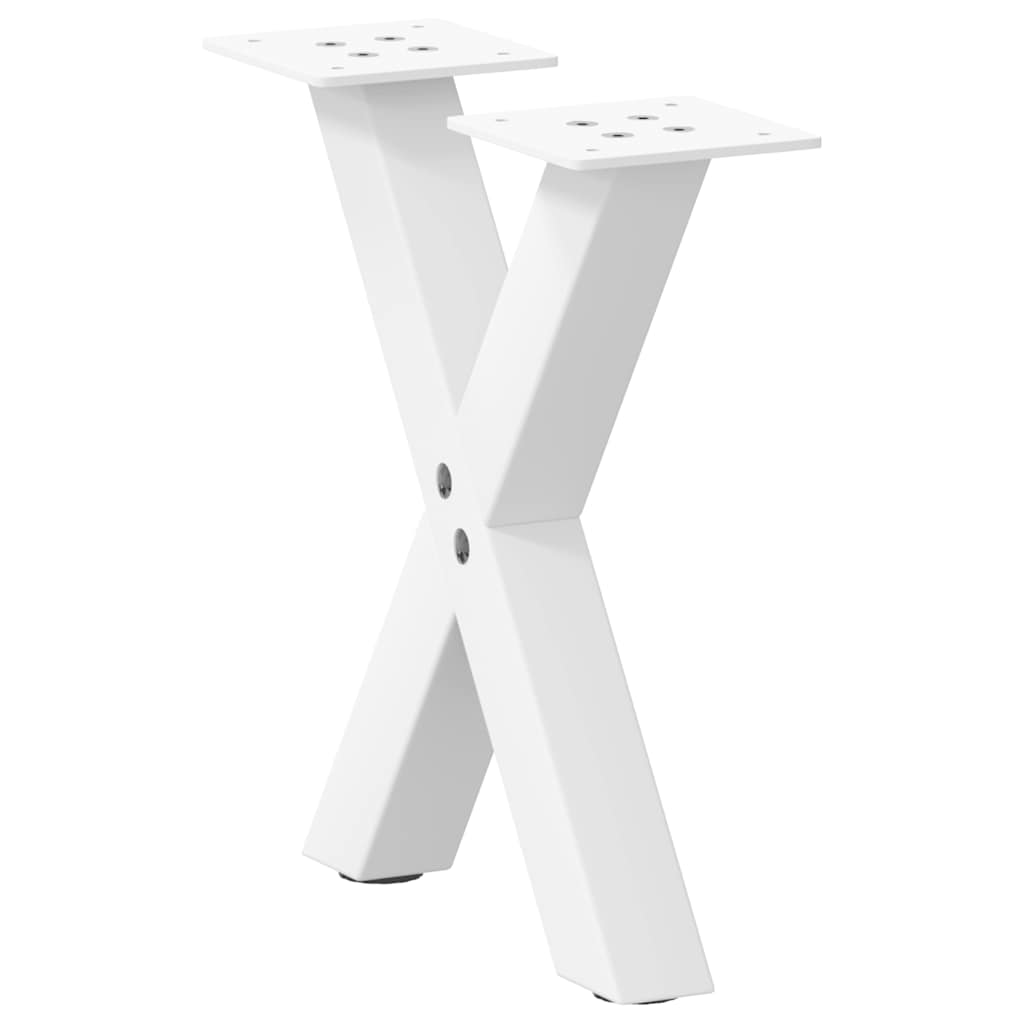 vidaXL Patas para mesa de centro en forma de X (2 unidades), color blanco, 37 x (30-31) cm, acero