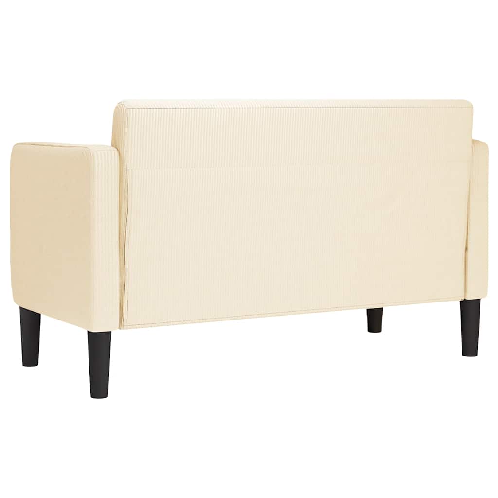 vidaXL Zweisitzer-Sofa Creme 109 cm Cordstoff - Image 5