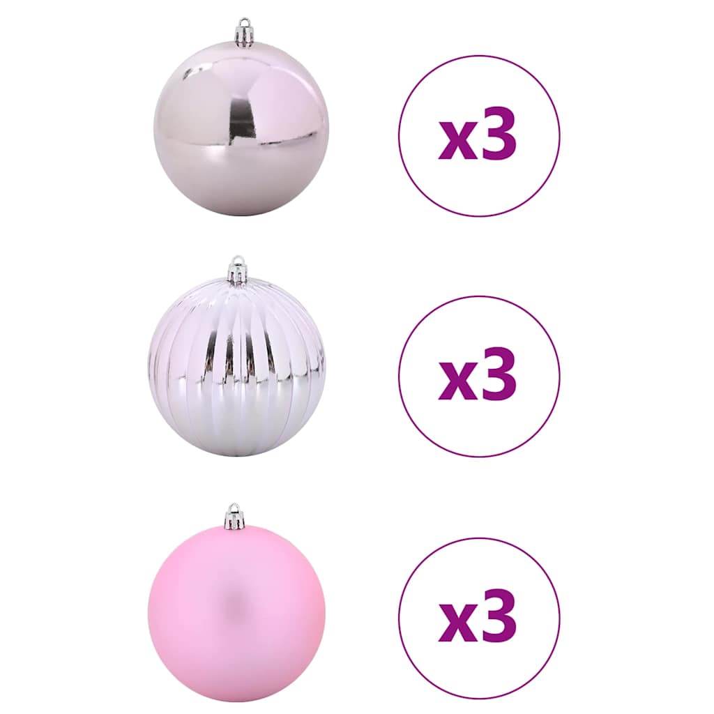 vidaXL Weihnachtskugel-Set 9 pcs Rosa Kunststoff - Image 3