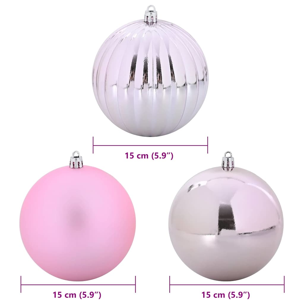 vidaXL Weihnachtskugel-Set 9 pcs Rosa Kunststoff - Image 5