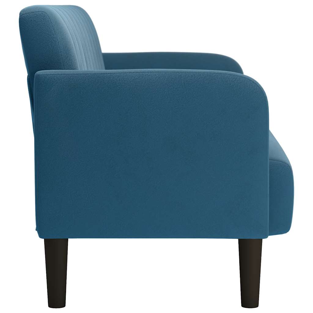 vidaXL Zweisitzer-Sofa Blau 109 cm Samt - Image 4